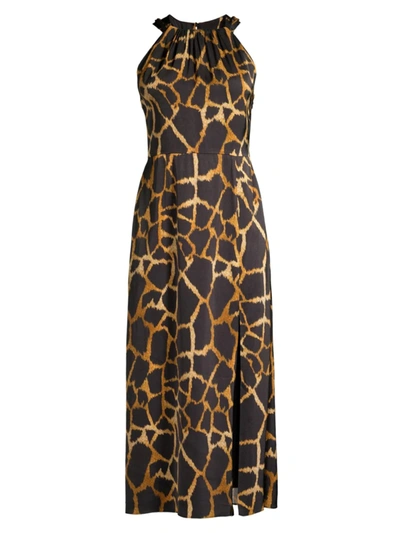 Shop Milly Women's Mia Giraffe Print Midi-dress In Black Multi