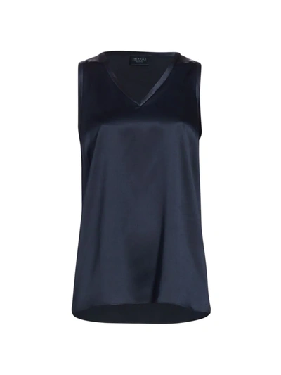Shop Brunello Cucinelli Women's Silk-blend Tank Top In Blu Freddo