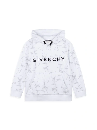 Shop Givenchy Little Boy's & Boy's Logo Fleece Hoodie In White