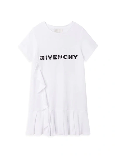 Shop Givenchy Little Girl's & Girl's Lace Logo Dress In White