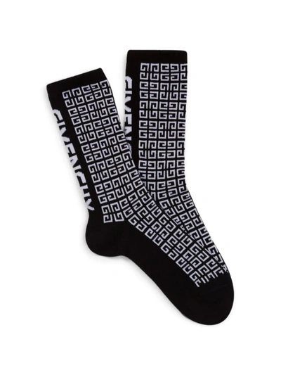 Shop Givenchy Little Boy's & Boy's Jacquard Logo Socks In Black White