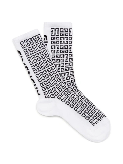 Shop Givenchy Little Boy's & Boy's Jacquard Logo Socks In White Black