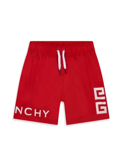Shop Givenchy Little Boy's & Boy's 4 G Logo Swim Shorts In Bright Red