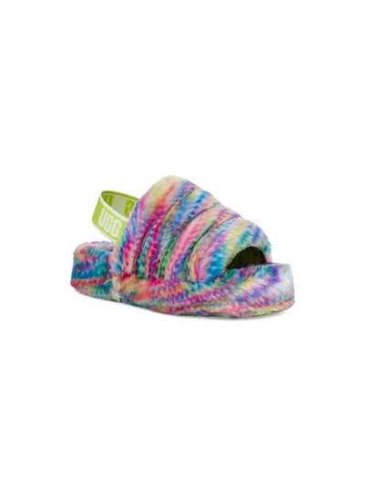 Shop Ugg Little Girl's & Girl's Fluff Yeah Pixelate Slippers In Neutral