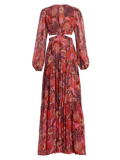 Shop A.l.c Isabelle Silk Dress In Pink Russet Multi