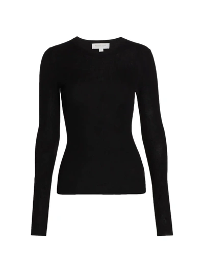 Shop Michael Kors Women's Hutton Ribbed Cashmere Sweater In Black