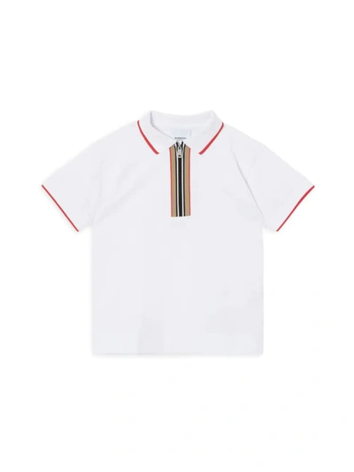Shop Burberry Little Boy's & Boy's Samuel Polo Shirt In White