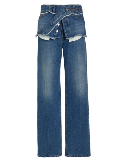 Shop Meryll Rogge Women's Layered Elastic-waist Jeans In Washed Blue