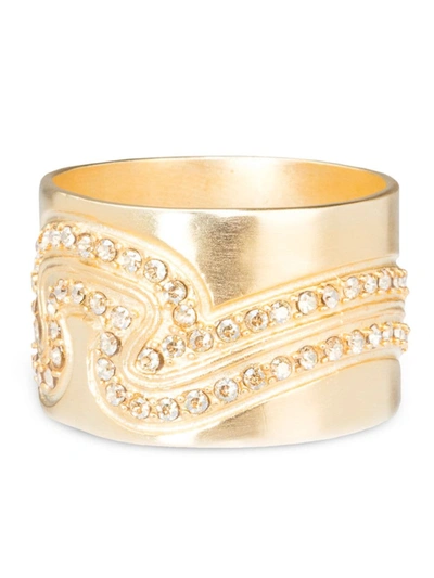 Shop Nomi K 24k Goldplated Crystal Wave Napkin Ring Set