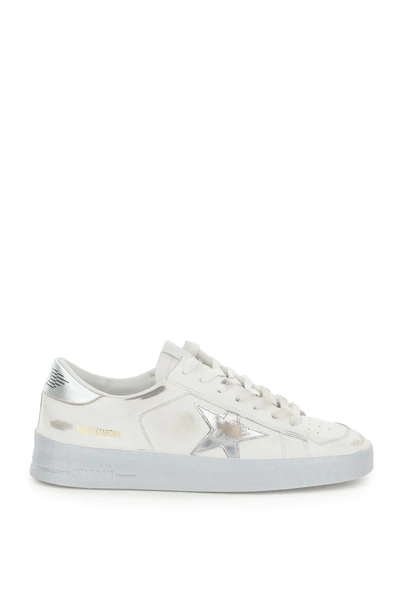 Shop Golden Goose Stardan Sneakers In White,silver