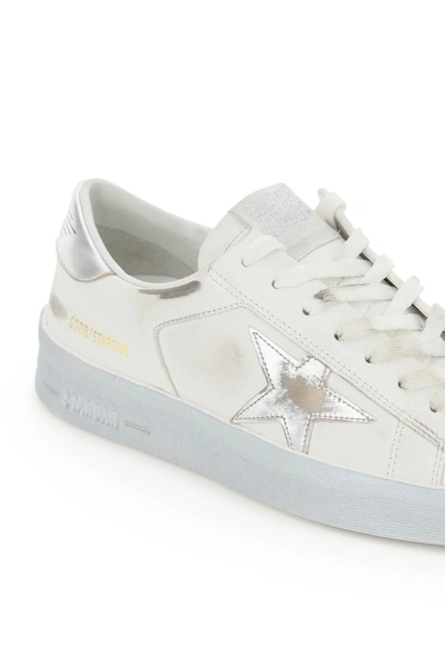 Shop Golden Goose Stardan Sneakers In White,silver
