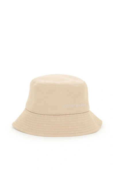 Shop Ruslan Baginskiy Logo Embroidery Bucket Hat In Beige