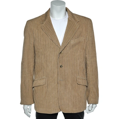 Pre-owned Dandg Cream Striped Corduroy Button Front Blazer Xxl