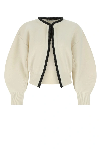 Shop Alexander Wang Ivory Stretch Wool Blend Cardigan  White  Donna S