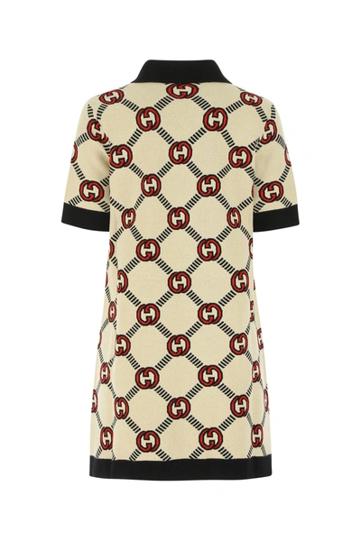 Shop Gucci Embroidered Stretch Wool Blend Reversibile Polo Dress Printed  Donna M