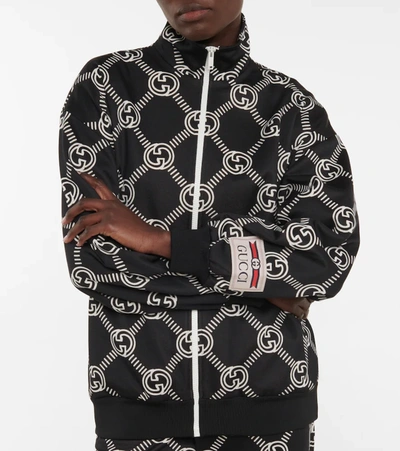 Shop Gucci Interlocking G Jersey Track Jacket In Black/ivory