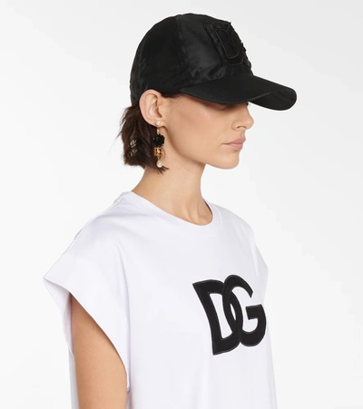 Shop Dolce & Gabbana Logo Marquisette Cap In Nero