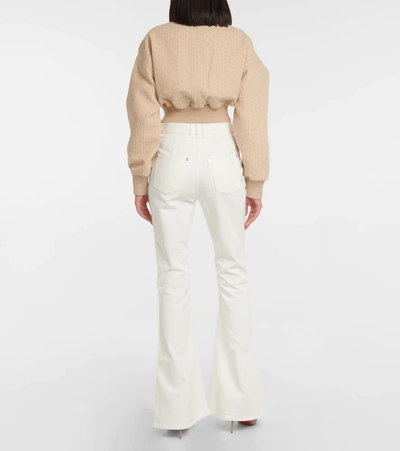 Shop Balmain High-rise Flared Jeans In Blanc