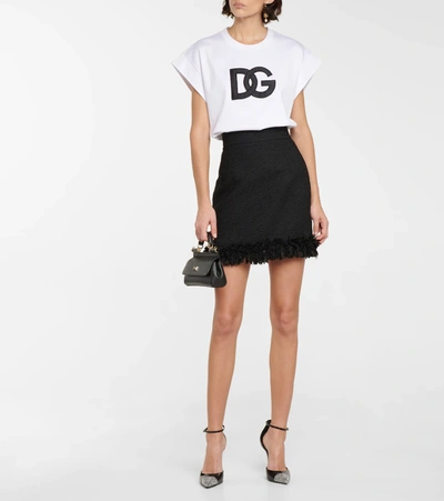 Shop Dolce & Gabbana Logo Cotton Jersey T-shirt In Bianco Ottico