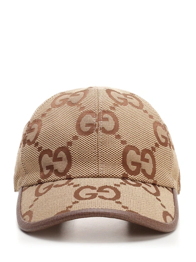 Shop Gucci Jumbo Gg Baseball Hat In Beige