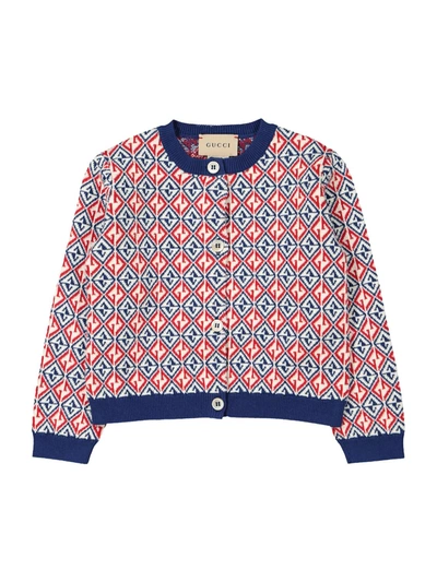 Shop Gucci Kids Cardigan For Girls In Blue