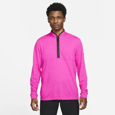 Shop Nike Dri-fit Victory Men's Half-zip Golf Top In Active Pink,black,black