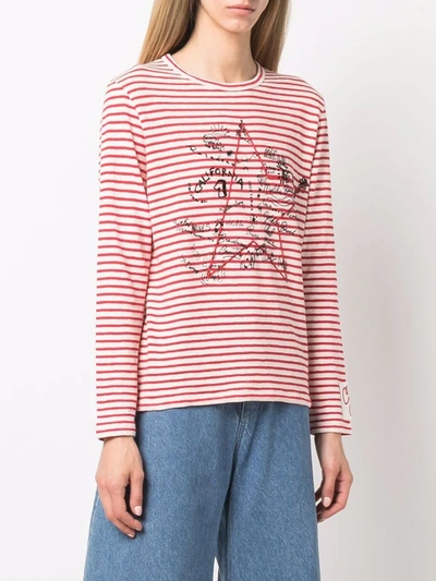 Shop Golden Goose Star-print Striped Long-sleeved T-shirt In Neutrals
