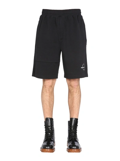 Shop Helmut Lang Waffle Shorts In Black