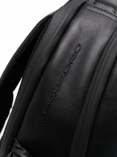 Shop Piquadro Logo-embossed Backpack In Black