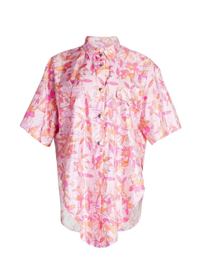 Shop Isabel Marant Women's Liaggy Floral Silk Button-up In Pink
