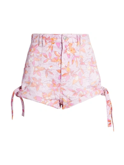 Shop Isabel Marant Women's Naesqui Floral Tie-hem Shorts In Pink