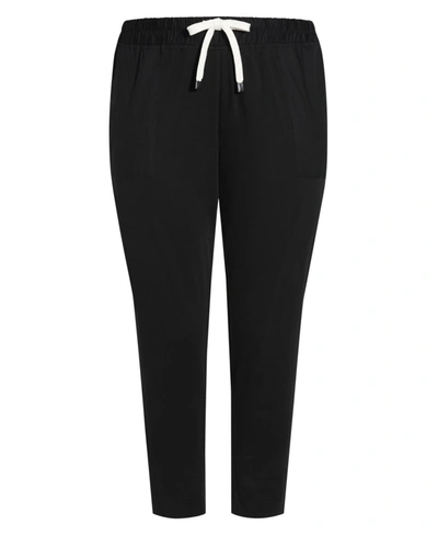 Shop Avenue Plus Size Contrast Pocket Knit Pants In Black