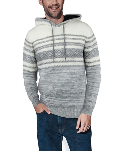 X-ray Stripe Pattern Hooded Pullover Sweater In Gray