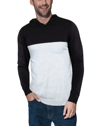 Shop X-ray Men's Basic Hooded Colorblock Midweight Sweater In Black/heather Gray