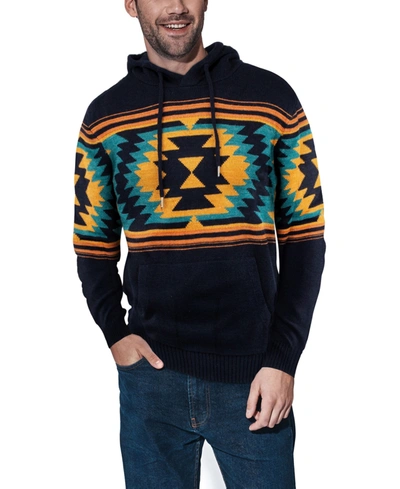 Shop X-ray Men's Aztec Hooded Sweater In Blue