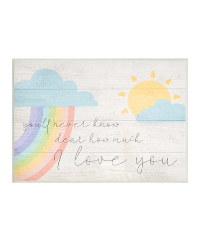 Shop Stupell Industries How Much I Love You Rainbow Clouds And Sun On Planks Wall Plaque Art, 10" X 15" In Multi-color
