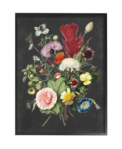 Shop Stupell Industries Botanical Drawing Flower Bouquet On Black Design Black Framed Giclee Texturized Art, 16" X 20" In Multi-color