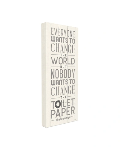 Shop Stupell Industries Everyone Wants To Change The World White Planked Look Typography Stretched Canvas Wall Art, 10" X 24 In Multi-color