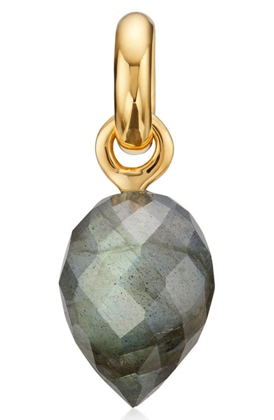 Shop Monica Vinader Fiji Bud Gemstone Enhancer In Yellow Gold/ Labradorite