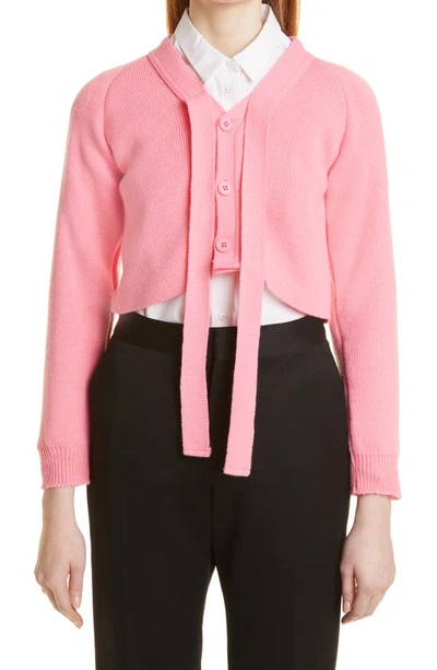 X Lochaven Of Scotland Tie Neck Crop Cardigan In 4 Pink