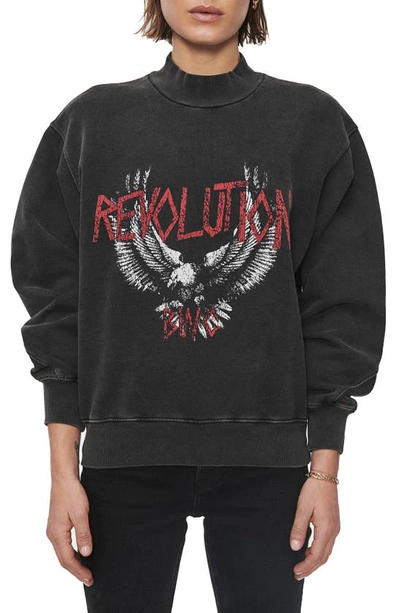 Shop Anine Bing Saint Revolution Sweatshirt In Washed Black