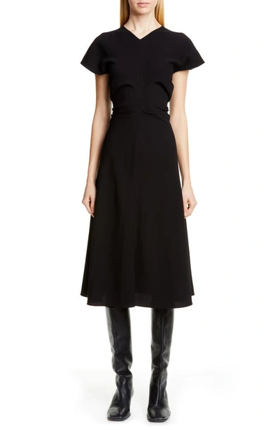 Shop Proenza Schouler Ruched Waist Midi Dress In Black