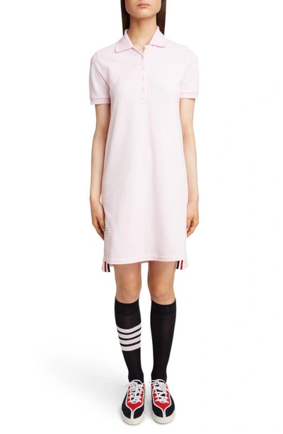 Shop Thom Browne Stripe Piqué Polo Dress In Light Pink