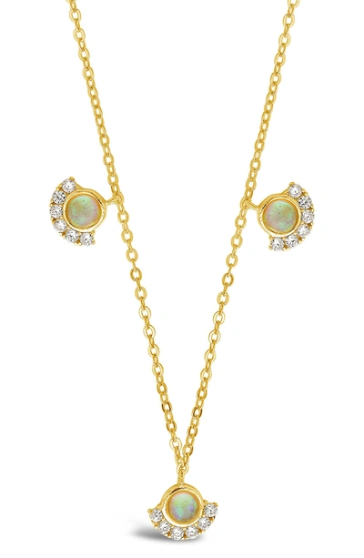 Shop Sterling Forever Half Halo Opal Cz Pendant Necklace In Gold