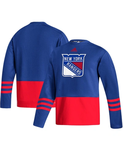 Shop Adidas Originals Men's Adidas Royal New York Rangers Logo Aeroready Pullover Sweater