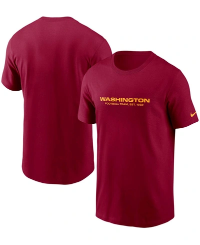 Shop Nike Men's Burgundy Washington Football Team Primary Wordmark T-shirt