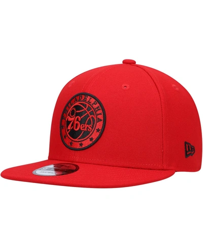 Shop New Era Men's Red Philadelphia 76ers Logo 9fifty Snapback Hat