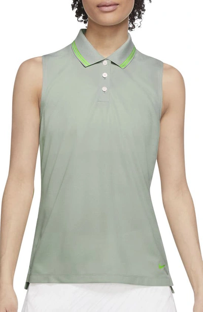 Shop Nike Victory Dri-fit Sleeveless Polo In Seafoam/ White/ Lime