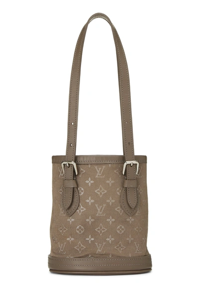 Pre-owned Louis Vuitton Brown Monogram Satin Micro Mini Bucket Bag
