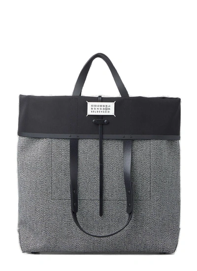 Shop Maison Margiela Logo Patch Tote Bag In Grey